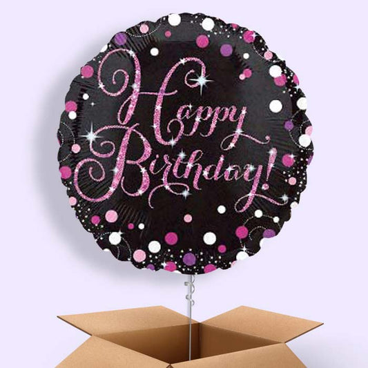 Sparkling Pink Happy Birthday Balloon in a Box