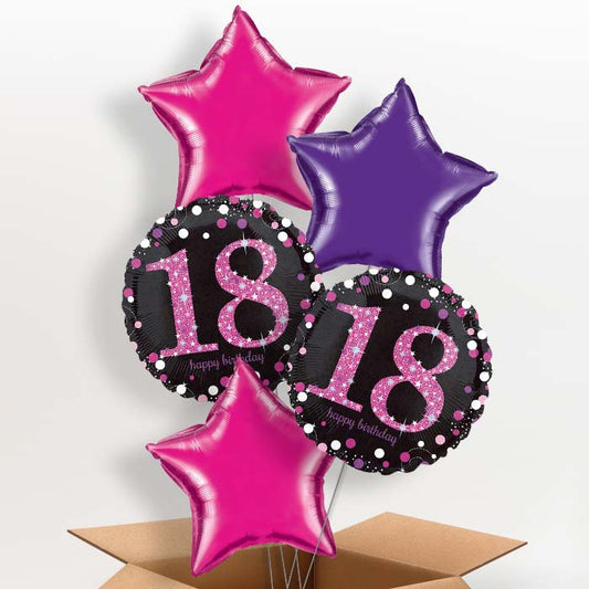 Pink 18th Birthday Helium Balloon in a Box - 5 Balloon | Party Save Smile