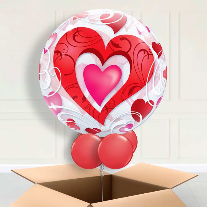 Red Love Heart Bubble Helium Balloon in a Box - Bubble Balloon | Party Save Smile
