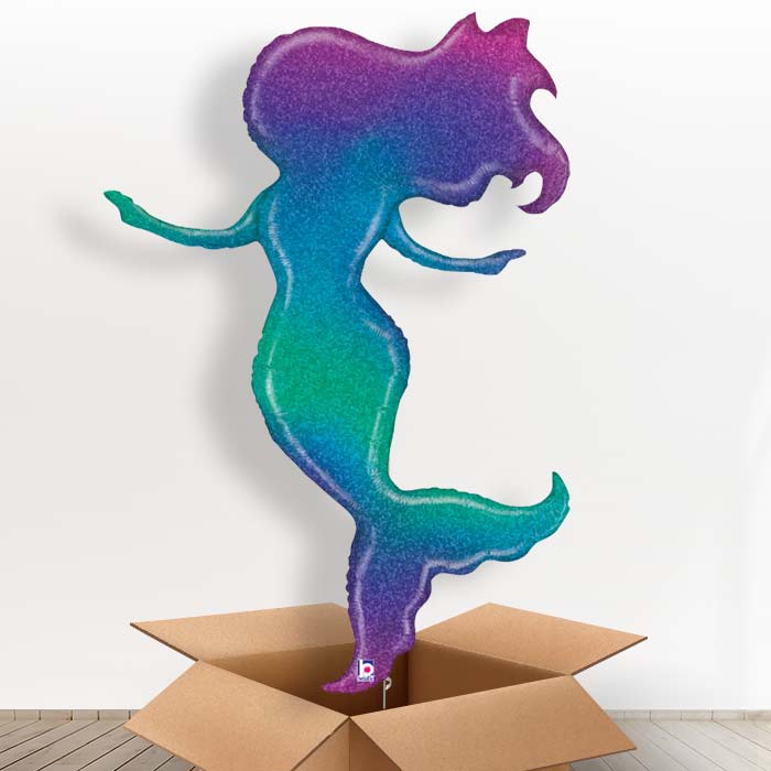 Glittering Mermaid Helium Balloon in a Box Gift