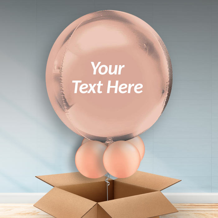Personalised Rose Gold Orbz Helium Balloons in a Box - Orbz Balloon | Party Save Smile