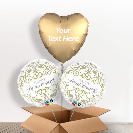Personalised Foil Helium Balloons - Happy Anniversary - Balloon Trio | Party Save Smile