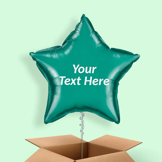 Personalised Foil Balloons in a Box - Teal Blue Star