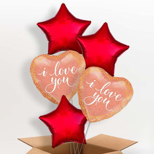 I Love You Helium Balloons in a Box (Rose Gold)