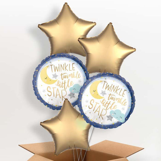 Twinkle Twinkle Little Star Helium Balloons in a Box - 5 Balloon | Party Save Smile