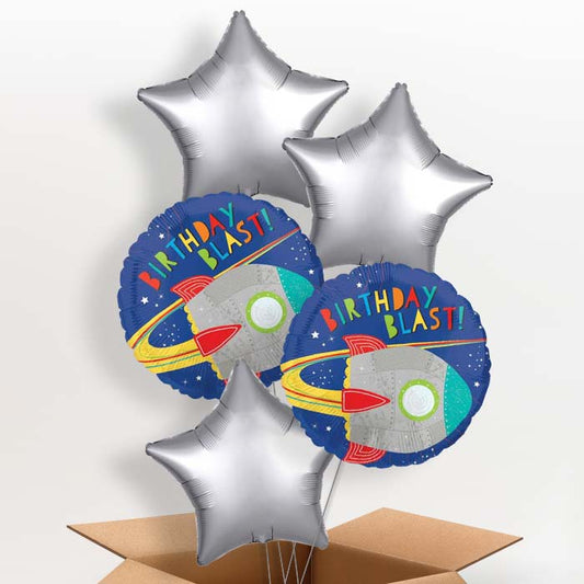 Space Rocket Birthday Helium Balloon in a Box - 5 Balloon | Party Save Smile