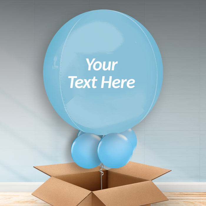 Personalised Pastel Blue Orbz Helium Balloon in a Box - Orbz Balloon | Party Save Smile