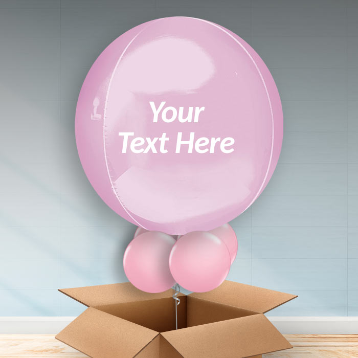 Personalised Pastel Pink Orbz Helium Balloon in a Box - Orbz Balloon | Party Save Smile