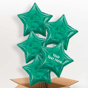 Dark Green Iridescent Star Helium Balloon in a Box