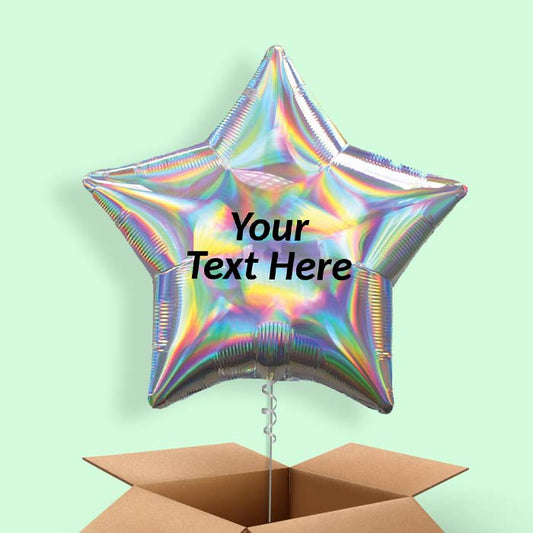 Personalised Iridescent Star Balloon in a Box