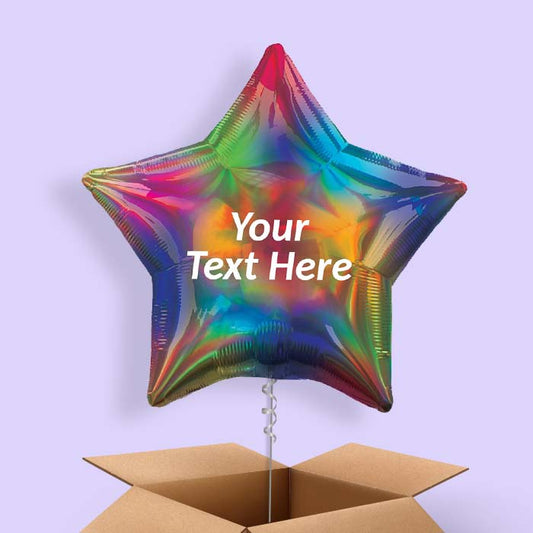 Rainbow Iridescent Star Balloon in a Box