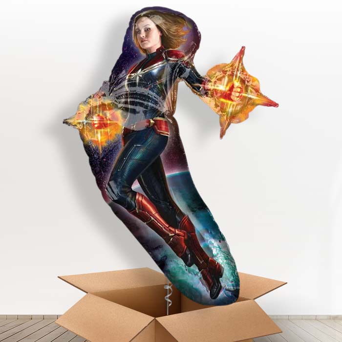 Captain Marvel Shaped Helium Balloon in a Box Gift