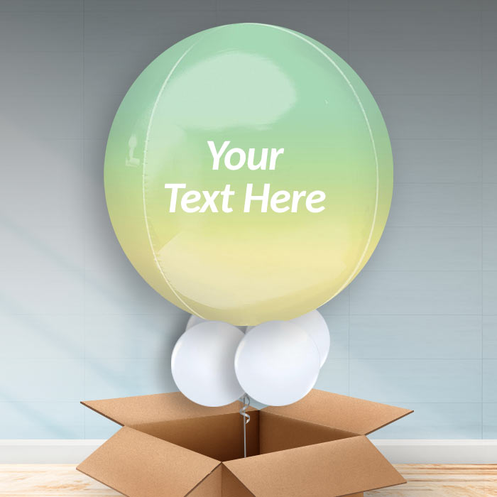 Yellow & Green Ombre Orb Balloon in a Box: Personalised Orbz - Orbz Balloon | Party Save Smile