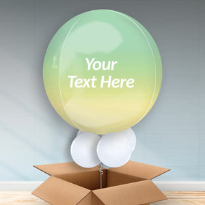 Yellow & Green Ombre Orb Balloon in a Box: Personalised Orbz