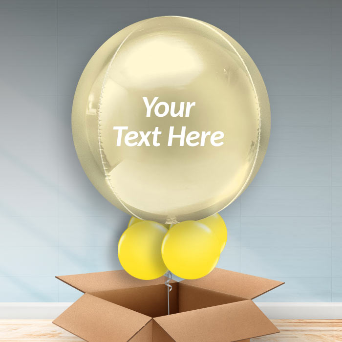 Personalised Pastel Yellow Orbz Helium Balloon in a Box - Orbz Balloon | Party Save Smile