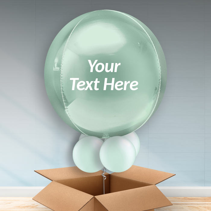 Personalised Mint Green Orbz Helium Balloon in a Box - Orbz Balloon | Party Save Smile