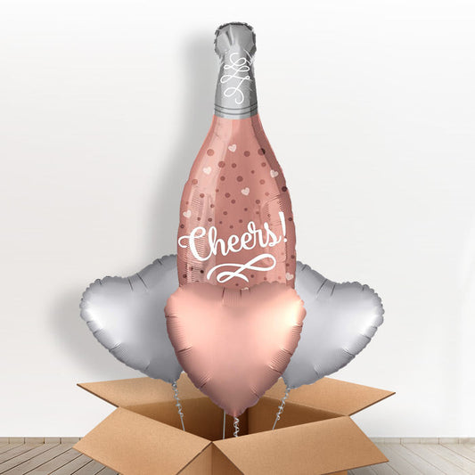 Cheers Rose Champagne Bottle Giant Shaped Balloon in a Box Gift