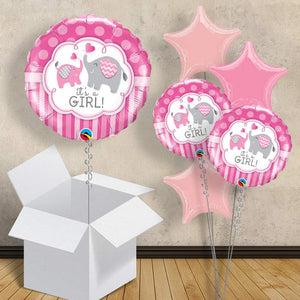 Elephant Baby Girl Baby Shower Helium Balloons in a Box