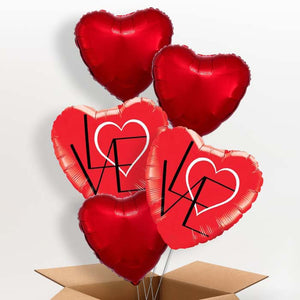 Red Heart Helium Balloons in a Box (Abstract)