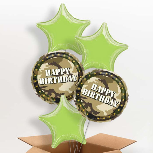 Camo Army Happy Birthday Helium Balloon in a Box - 5 Balloon | Party Save Smile