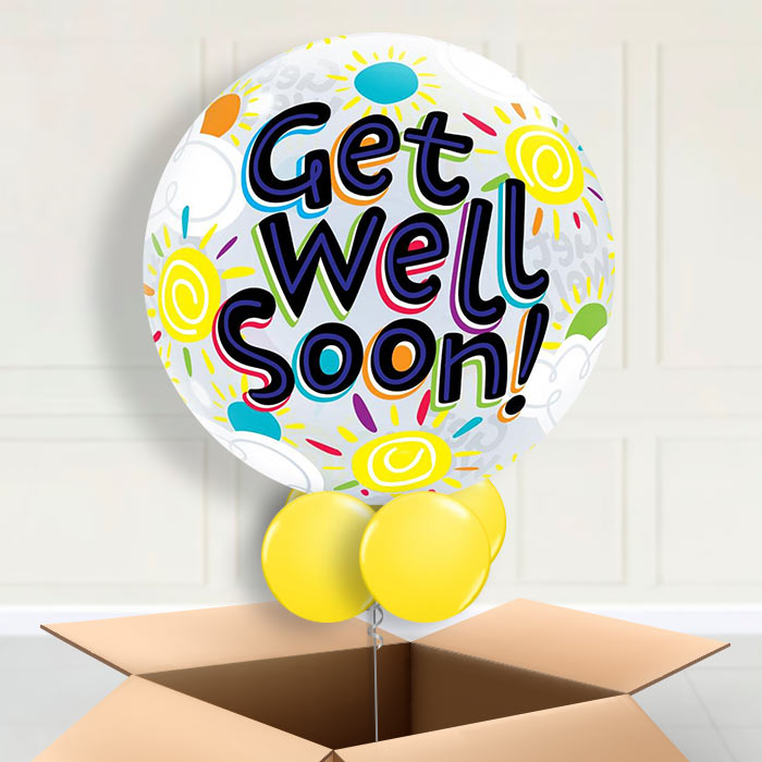 Get Well Soon Bubble Helium Balloon in a Box - Bubble Balloon | Party Save Smile