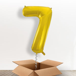 Gold Giant Number 7 Helium Balloon in a Box Gift