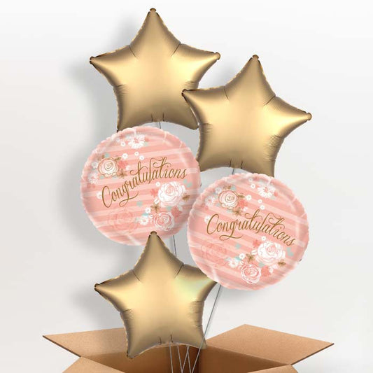 Congratulations Helium Balloon Delivery in a Box - 5 Balloon | Party Save Smile