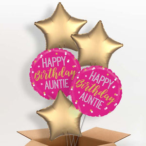 Happy Birthday Auntie Aunt Pink Helium Balloon in a Box