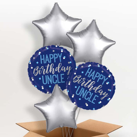 Happy Birthday Uncle Blue Helium Balloon in a Box - 5 Balloon | Party Save Smile