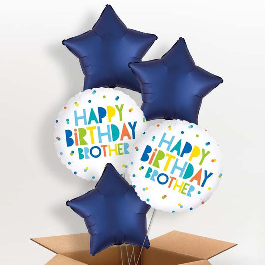 Happy Birthday Brother Polka Dots Helium Balloon in a Box - 5 Balloon | Party Save Smile