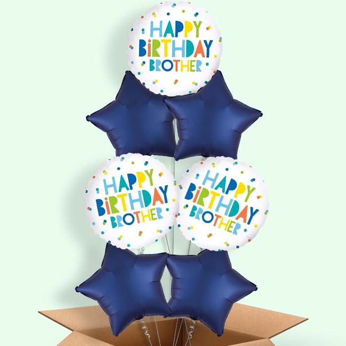 Happy Birthday Brother Polka Dots Helium Balloon in a Box - 7 Balloon | Party Save Smile
