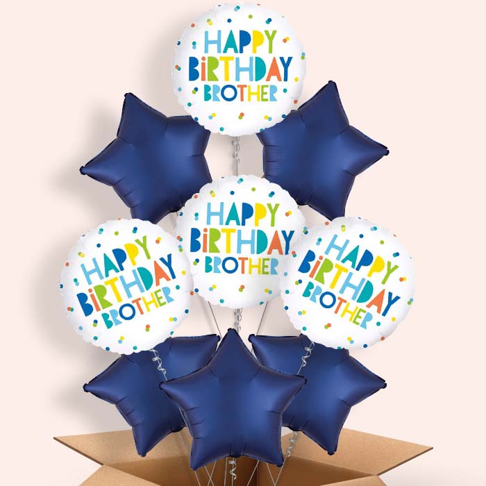 Happy Birthday Brother Polka Dots Helium Balloon in a Box - 9 Balloon | Party Save Smile