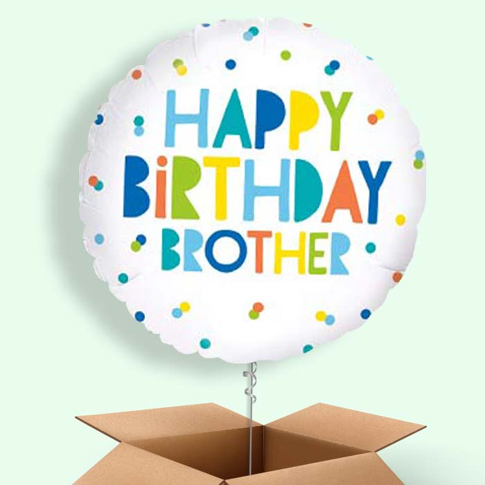 Happy Birthday Brother Polka Dots Helium Balloon in a Box - 1 Balloon | Party Save Smile