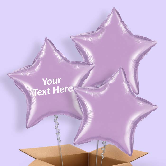 Personalised Lavender Star Helium Balloon in a Box - 3 Balloon | Party Save Smile