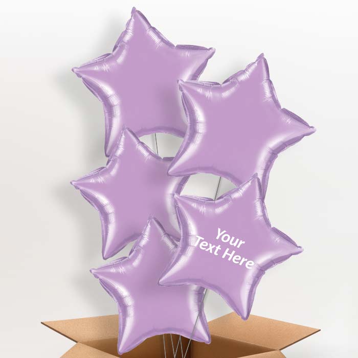 Personalised Lavender Star Helium Balloon in a Box - 5 Balloon | Party Save Smile