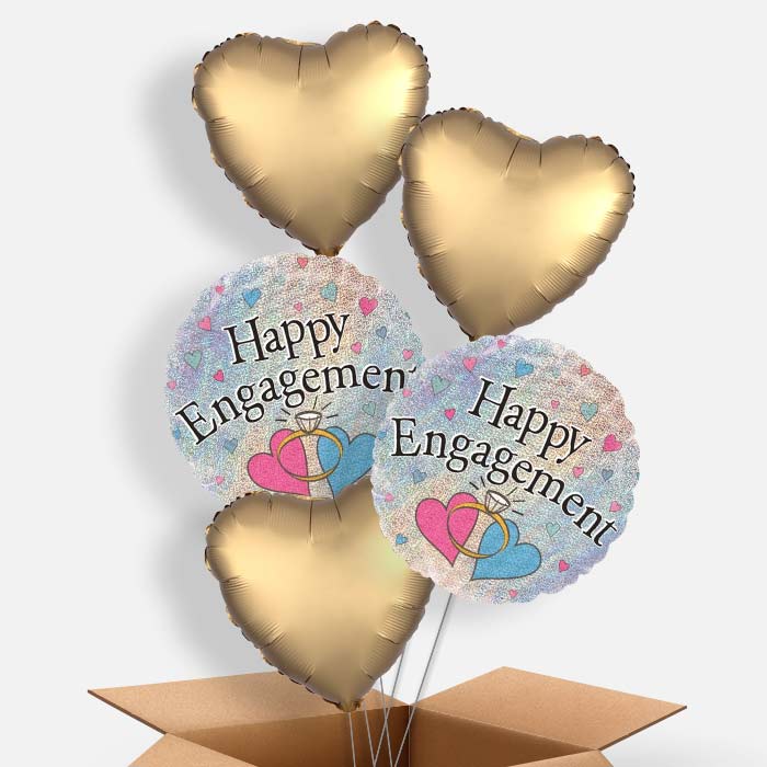 Hearts Engagement Helium Balloons in a Box - 5 Balloon | Party Save Smile