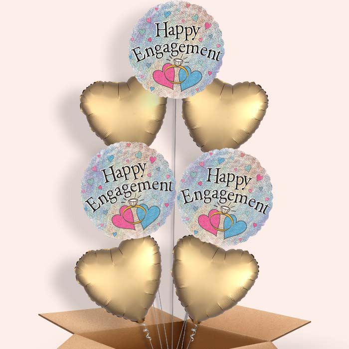 Hearts Engagement Helium Balloons in a Box - 7 Balloon | Party Save Smile
