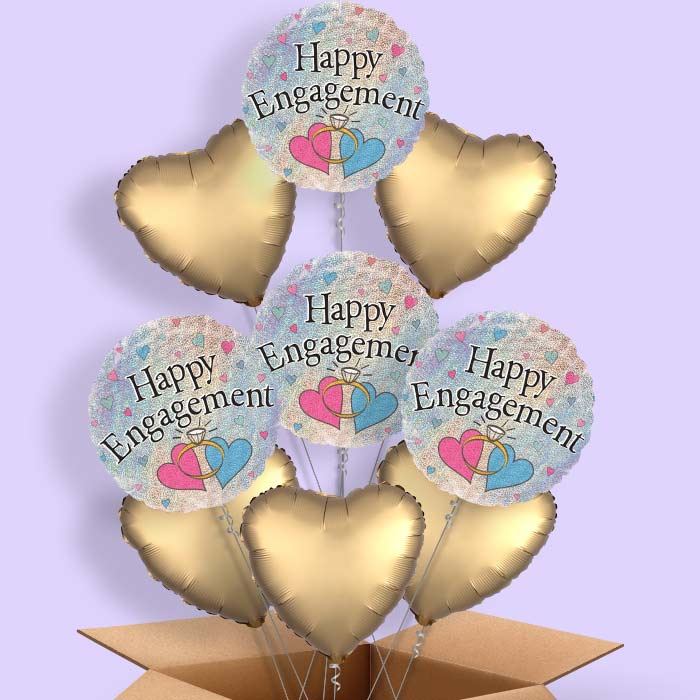 Hearts Engagement Helium Balloons in a Box - 9 Balloon | Party Save Smile