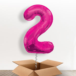 Big Pink Number 2 Helium Balloon Number in a Box