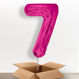 Pink Giant Number 7 Helium Balloon in a Box Gift