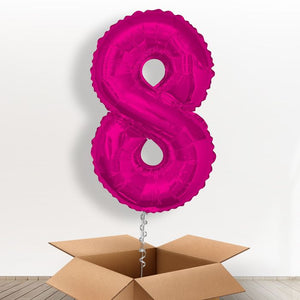 Pink Giant Number 8 Helium Balloon in a Box Gift
