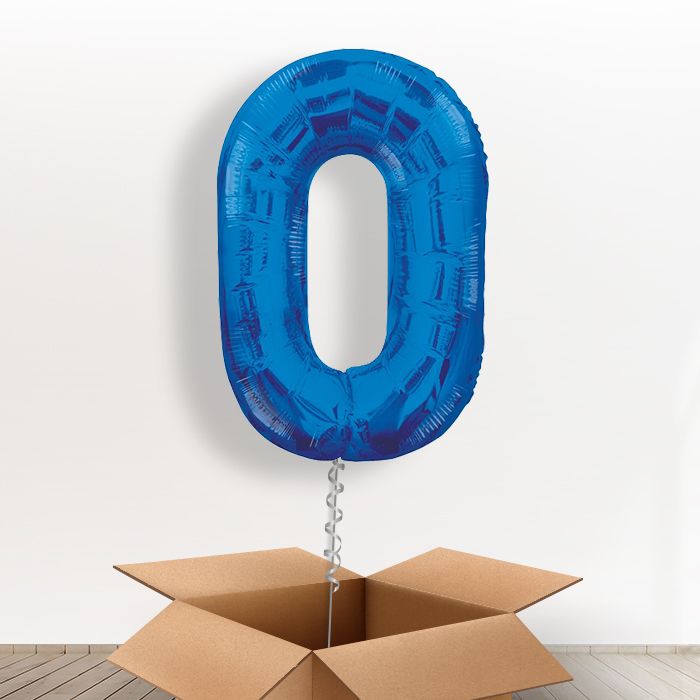 Big Blue Number 0 Balloon Number in a Box