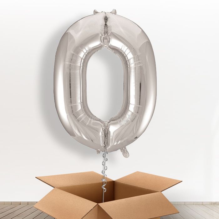 Silver Helium Filled Number Balloons 0-9 - Party Save Smile