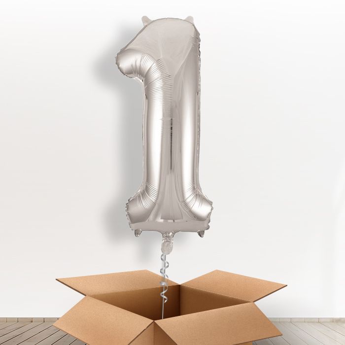 Silver Helium Filled Number Balloons 0-9 - Party Save Smile