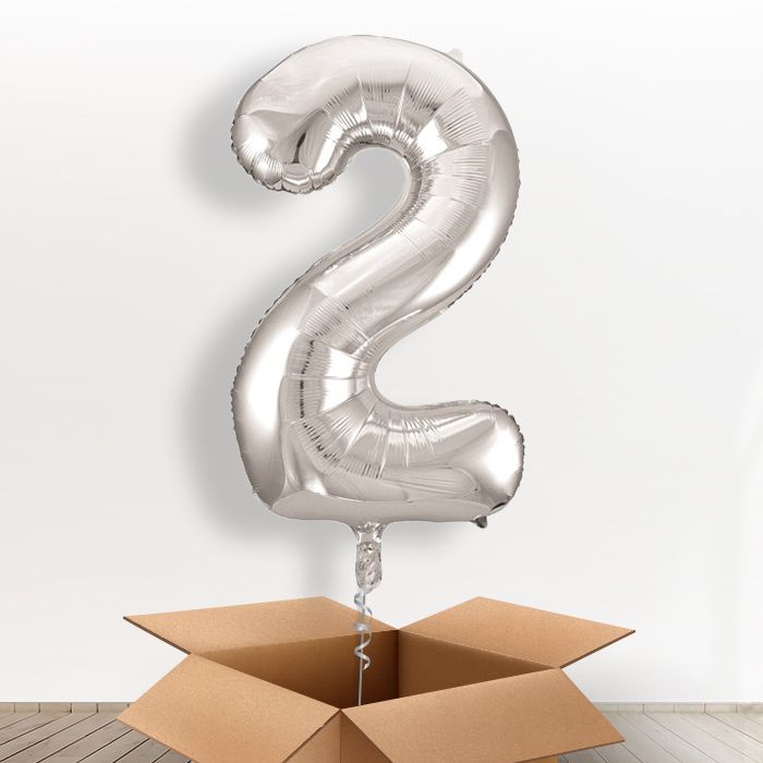 Silver Helium Filled Number Balloons 0-9 - Party Save Smile