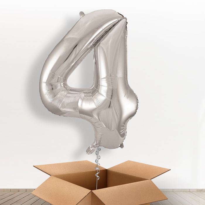 Silver Helium Filled Number Balloons 0-9 - Party Save Smile