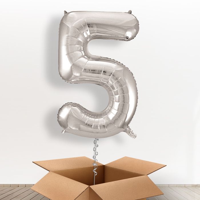 Silver Helium Filled Number Balloons 0-9 - Party Save Smile