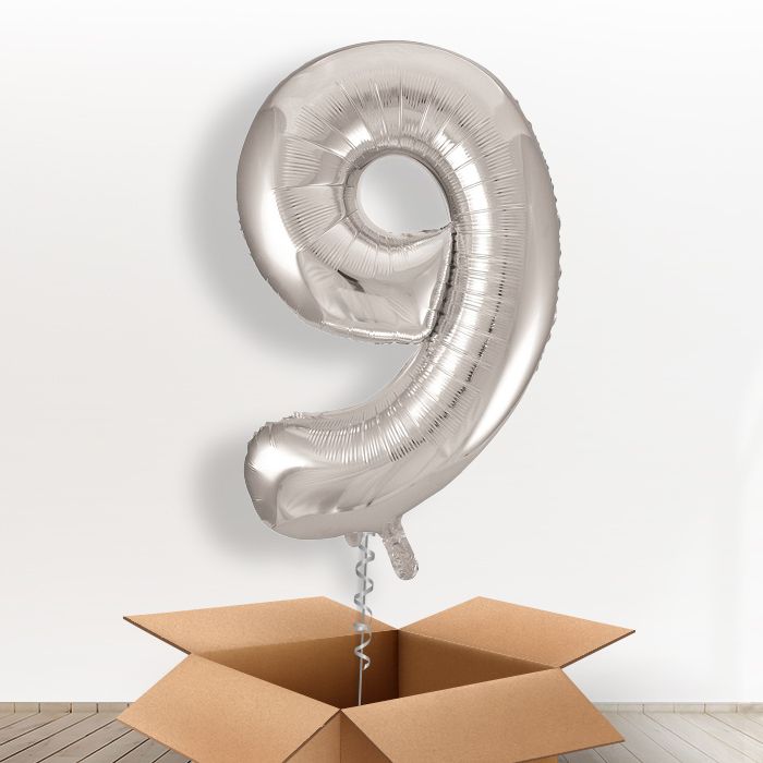 Silver Helium Filled Number Balloons 0-9 - Party Save Smile