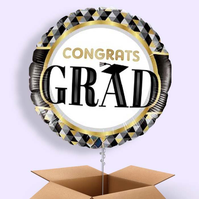 Black Gold Silver Graduation Helium Balloons Delivered - 1 Balloon | Party Save Smile