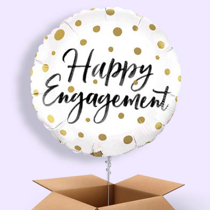 Happy Engagement Helium Balloons in a Box (Gold Dots) - 1 Balloon | Party Save Smile